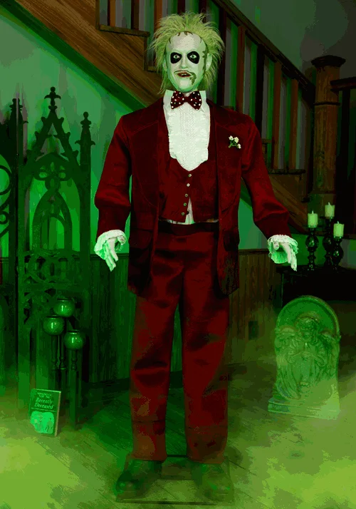 6FT Animated Life-Size Beetlejuice with 2 Outfits Decoration