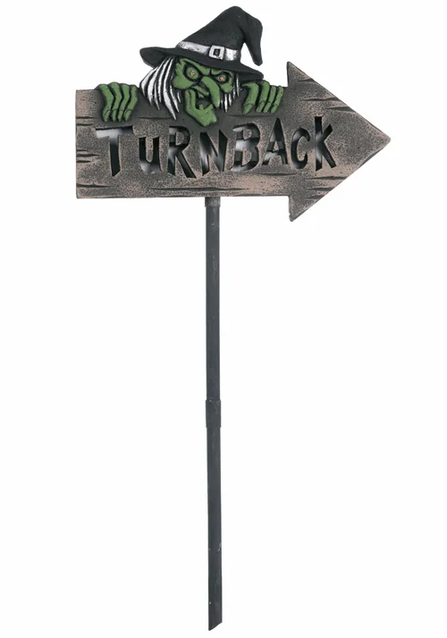 28-Inch Witchy Warning Light Up Sign Decoration