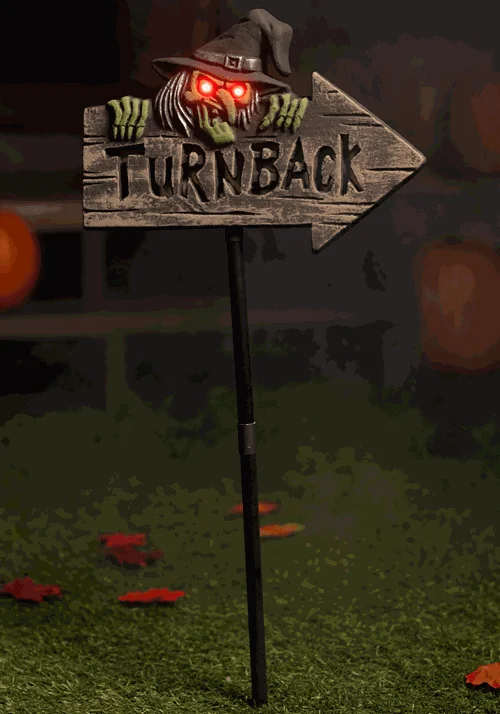 28-Inch Witchy Warning Light Up Sign Decoration 3 28-Inch Witchy Warning Light Up Sign Decoration