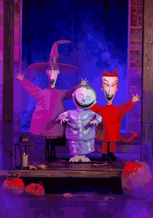 4FT Nightmare Before Christmas Lock, Shock and Barrel Animatronic Decoration