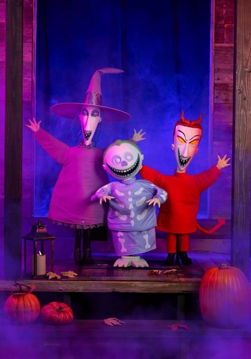4FT Nightmare Before Christmas Lock, Shock and Barrel Animatronic Decoration