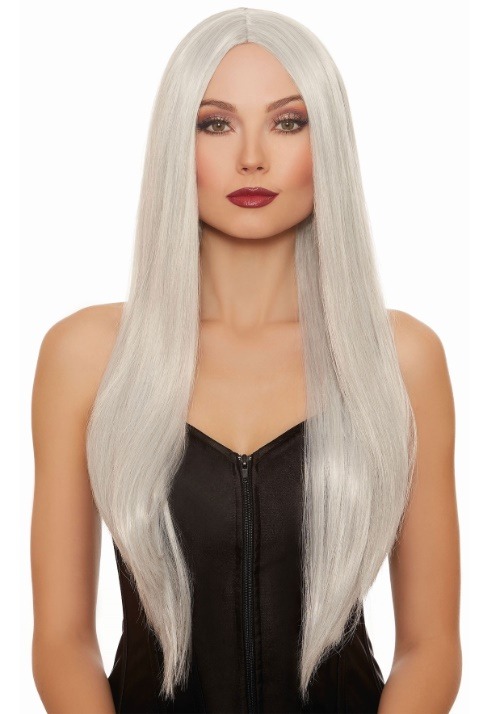 Long Straight Gray/White Mix Women's Costume Wig