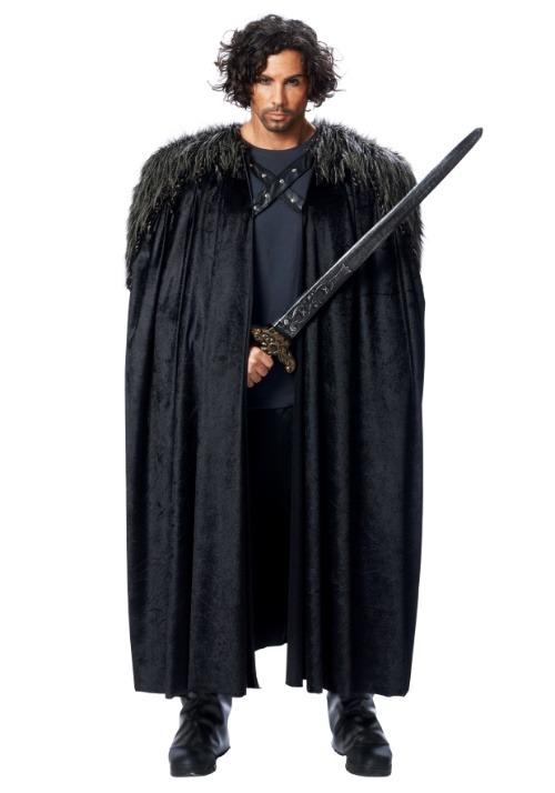 Medieval Fur Trimmed Black Cape for Men