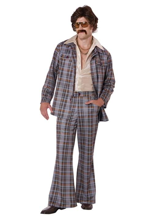 Men's 3 Piece 70's Plaid Leisure Suit Costume
